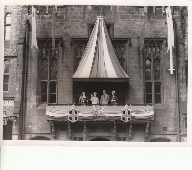 The Northern Echo: The Queen on Durham Town Hall balcony in 1960. Desmond Tutu attacked Margaret Thatcher from the balcony in 1987